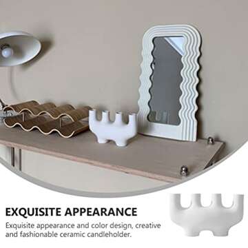 BESPORTBLE Ceramic Candle Holder Taper Candlestick Holders Geometric Flower Vase Modern Decorative Dinner Table Centrepiece for Dinner Wedding Party White