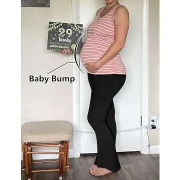 Peauty Black Maternity Pants Maternity Flare Leggings Plus Size Maternity Pants Maternity Leggings Maternity Leggings Cotton Maternity Jeans (Black Short M)