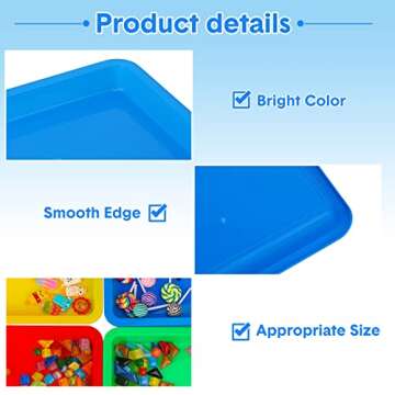Mimorou 20 Pcs Plastic Art Trays Stackable Activity Sand Tray Multicolor Sensory Tray Paint Mixing Trays Crafts Organizer Serving Tray Kids DIY Bead Painting Projects (5 Colors 9.65 x 7.28 x 0.9 Inch)