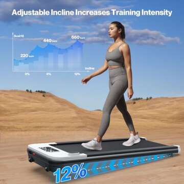 WELLFIT 12% Incline Portable Walking Pad Treadmill,340+ lbs Capacity & 42"*16.4" Running Belt & Voice Controlled,3.0HP Quiet Under Desk Treadmills for Apartment Office Home,No Installation