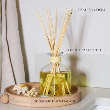 Benevolence LA Morning Ritual Reed Diffuser | Bergamot & Jasmine | Home Fragrance Diffuser for Bathroom | Long-Lasting Scent Sticks | Sun-Kissed Collection