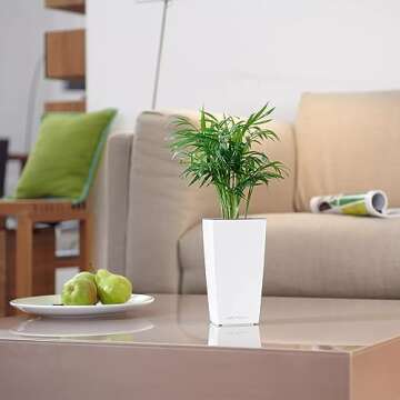 Lechuza Cubi Premium 9 Planter with Water Level Indicator, Mini, White High-Gloss