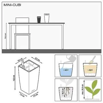 Lechuza Cubi Premium 9 Planter with Water Level Indicator, Mini, White High-Gloss