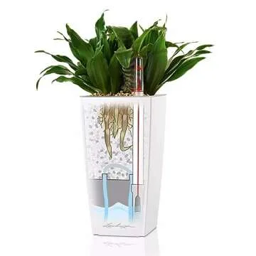 Lechuza Cubi Premium 9 Planter with Water Level Indicator, Mini, White High-Gloss