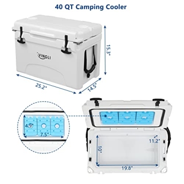 VINGLI 40QT Camping Cooler for Picnic and Camping Fun