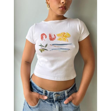Trendy Women's Y2K Graphic Crop Tops for Retro Styles