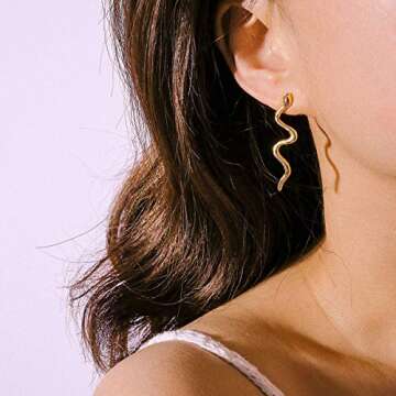 Snake Earrings for Women Silver Snake Earrings Dangle Gold Snake Drop Earrings Black Snake Earrings ...