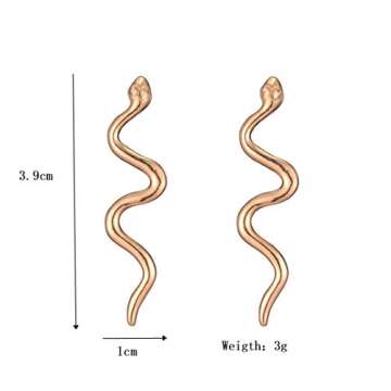 Snake Earrings for Women Silver Snake Earrings Dangle Gold Snake Drop Earrings Black Snake Earrings Snake Jewelry Serpent Earrings Silver Gold Snake Accessories (2_Gold)