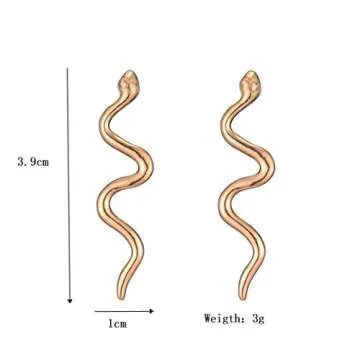 Snake Earrings for Women Silver Snake Earrings Dangle Gold Snake Drop Earrings Black Snake Earrings Snake Jewelry Serpent Earrings Silver Gold Snake Accessories (2_Gold)