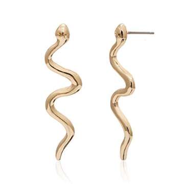 Snake Earrings for Women Silver Snake Earrings Dangle Gold Snake Drop Earrings Black Snake Earrings Snake Jewelry Serpent Earrings Silver Gold Snake Accessories (2_Gold)