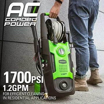 Greenworks 1700 PSI 1.2 GPM Pressure Washer (Upright Hand-Carry) PWMA Certified