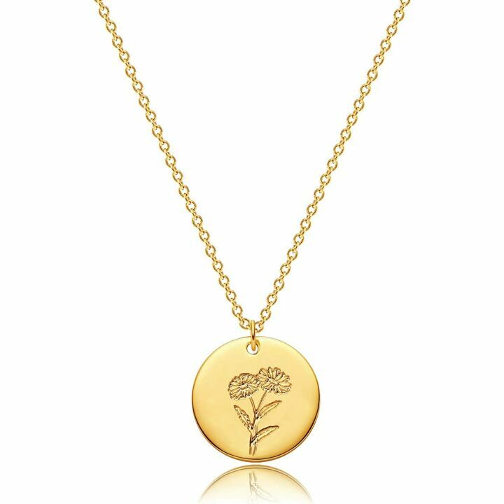 Custom 18k Gold Birth Flower Necklace