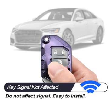 MECHCOS Compatible with Jeep Wrangler JL JLU Rubicon Wagoneer Gladiator JT Sahara JLU Purple Black TPU Flip Key Fob Cover Case Remote Holder Skin Protector Sleeve Accessories