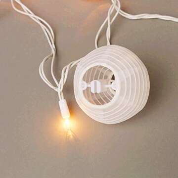 SUNSGNE 8.5Ft Cute White Lantern String Lights:10 Mini LED Oriental Style White Lanterns Plug in Home & Garden Decorative Lights for Indoor/Outdoor Patio Party Wedding Bedroom Bistro Bar
