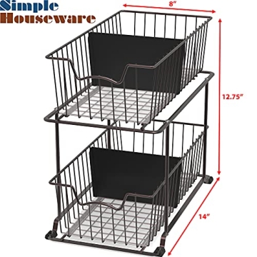 SimpleHouseware Sliding Basket Organizer for Home Storage