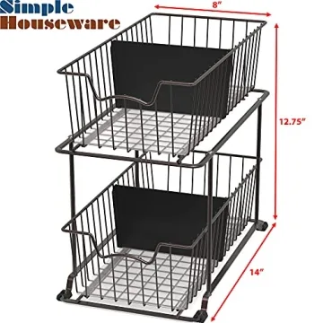 SimpleHouseware Sliding Basket Organizer for Home Storage