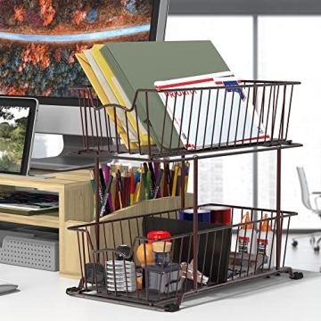 SimpleHouseware Sliding Basket Organizer for Home Storage