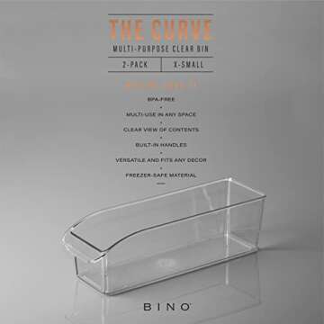BINO | Plastic Storage Bins, Small | THE CURVE COLLECTION | Multi-Use Organizer Bins | Storage Conta...