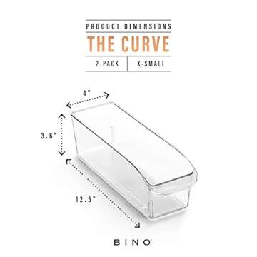 BINO | Plastic Storage Bins, Small | THE CURVE COLLECTION | Multi-Use Organizer Bins | Storage Containers Kitchen, Pantry and Home Organization | Fridge Organizers | Pantry Organization and Storage
