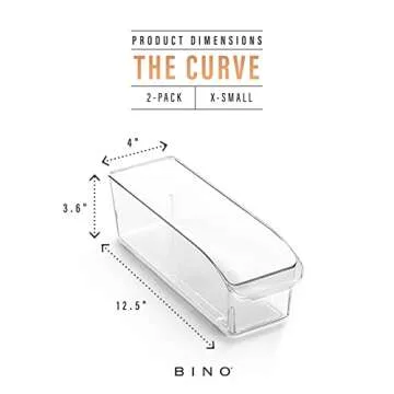 BINO | Plastic Storage Bins, Small | THE CURVE COLLECTION | Multi-Use Organizer Bins | Storage Containers Kitchen, Pantry and Home Organization | Fridge Organizers | Pantry Organization and Storage
