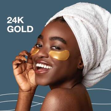 Under Eye Patches for Puffy Eyes and Dark Circles – 24k Gold Under Eye Mask Patches for Puffiness,...