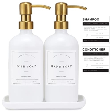 Stylish Kitchen Soap Pump Dispenser with Organizer Tray - White & Gold