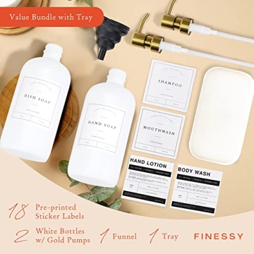 Stylish Kitchen Soap Pump Dispenser with Organizer Tray - White & Gold