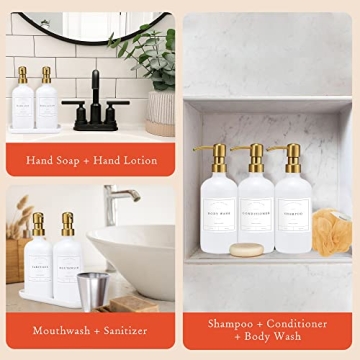 Stylish Kitchen Soap Pump Dispenser with Organizer Tray - White & Gold