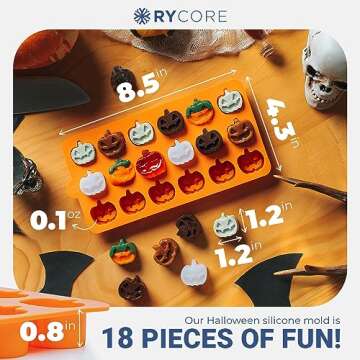 Fun & Festive Halloween Pumpkin Molds Silicone - 18 Mini Pumpkin-Shaped Cavities Tray, 1.2" each - B...
