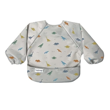 Tiny Twinkle Mess Proof Baby Bib - Dinosaur Design, Waterproof & Machine Washable