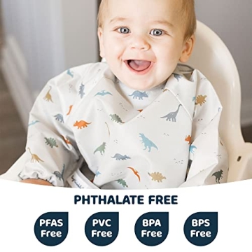 Waterproof Full Sleeve Baby Bib Dinosaur Design Machine Washable