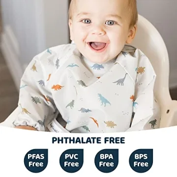 Waterproof Full Sleeve Baby Bib Dinosaur Design Machine Washable