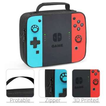 JIRAIKEI Insulated Lunch Box for Boys Girls, Game Lunch Bag for School Work Office Travel Picnic Hiking Beach, Waterproof Leakproof Portable Fits Most Bento Boxes