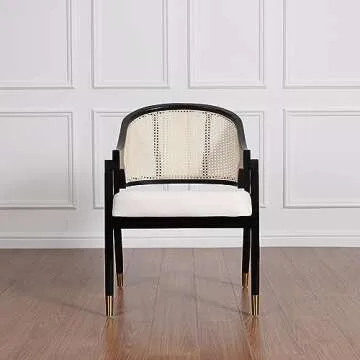 MAVA Mid Century Modern Accent Chair – Handmade Solid Wood Cane Dining Chair