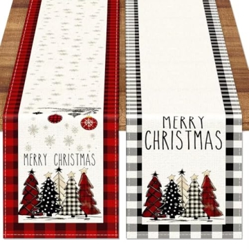TOYPOPOR 2-Pc Christmas Table Runner Set – Festive Buffalo Linen Decor