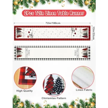 Christmas Buffalo Linen Table Runner Set - 72 Inches