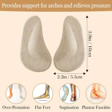 Madholly 6 Pairs Arch Support Gel Insole for Flat Feet, Adhesive Arch Pad for Women and Men