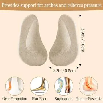Madholly 6 Pairs Arch Support Gel Insole for Flat Feet, Adhesive Arch Pad for Women and Men