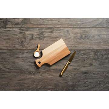 Labell Handle Serving Boards - Small Canadian Maple Hardwood Cutting Board for Meats, Vegetables, Fruits, and Cheeses - Flat Paddle Chopping Board Perfect for Charcuterie (5" x 10" x 0.75")