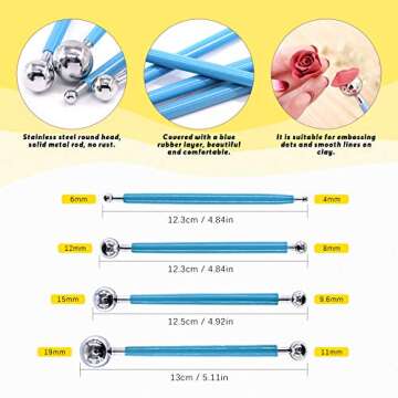 Swpeet 89Pcs Modeling Clay Sculpting Tools Kits, Ball Stylus Tool, Dotting Pottery Tools, Polymer Clay Cutters,Cutters Mold Cutter Punch Tools for Making Modeling Clay Cake Fondant Decoration