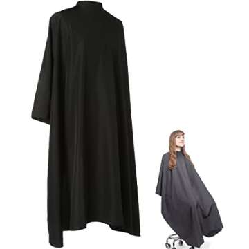 Hair Cutting Cape for Adults - Large Lightweight Water Resistant Salon Cape - Snap Closure - 60in x 57.5in - Haircut Cape - Hair Cape - Barber Capes (Black)