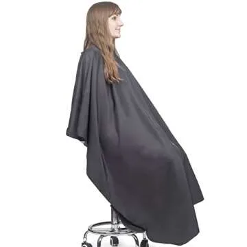 Hair Cutting Cape for Adults - Large Lightweight Water Resistant Salon Cape - Snap Closure - 60in x 57.5in - Haircut Cape - Hair Cape - Barber Capes (Black)