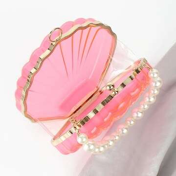 Goclothod Seashell Shape Shoulder Bag Acrylic Transparent Clutch Purse