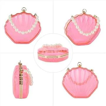 Goclothod Seashell Shape Shoulder Bag Acrylic Transparent Clutch Purse