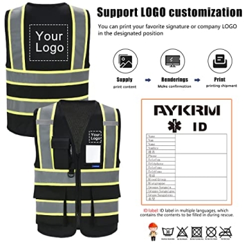 AYKRM High Visibility Reflective Safety Vest - Unisex Design with Ample Pockets