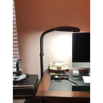 Brightech Litespan - Bright LED Floor Reading Lamp for Over Chair Crafts and Reading, Estheticians' Light for Lash Extensions, Adjustable Standing Lamp for Living Room, Bedroom, Office - Jet Black