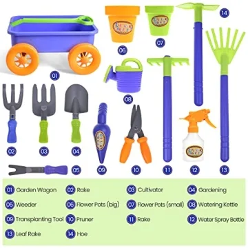 Kid's Garden Tool Toys Set - 16 PCs Fun Outdoor Set