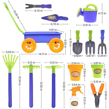Kid's Garden Tool Toys Set - 16 PCs Fun Outdoor Set