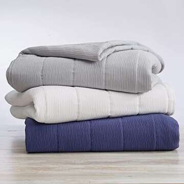 Great Bay Home Textured Spandex King Quilt Set Includes Shams. White Heavyweight Bedspread, All-Seas...