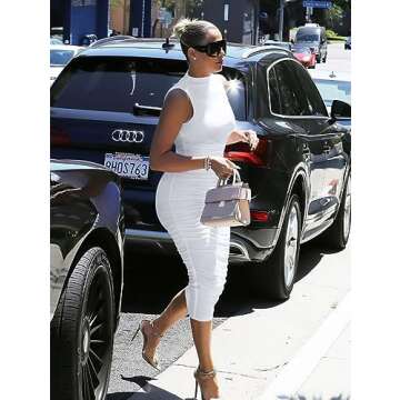 LAGSHIAN Women's Bodycon Midi Cocktail Dress